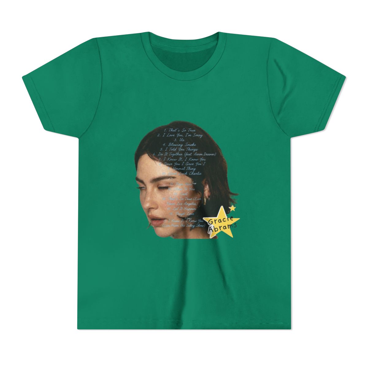 Gracie Abrams Big Face Kids T Shirt - alternate angle 4, merchandise