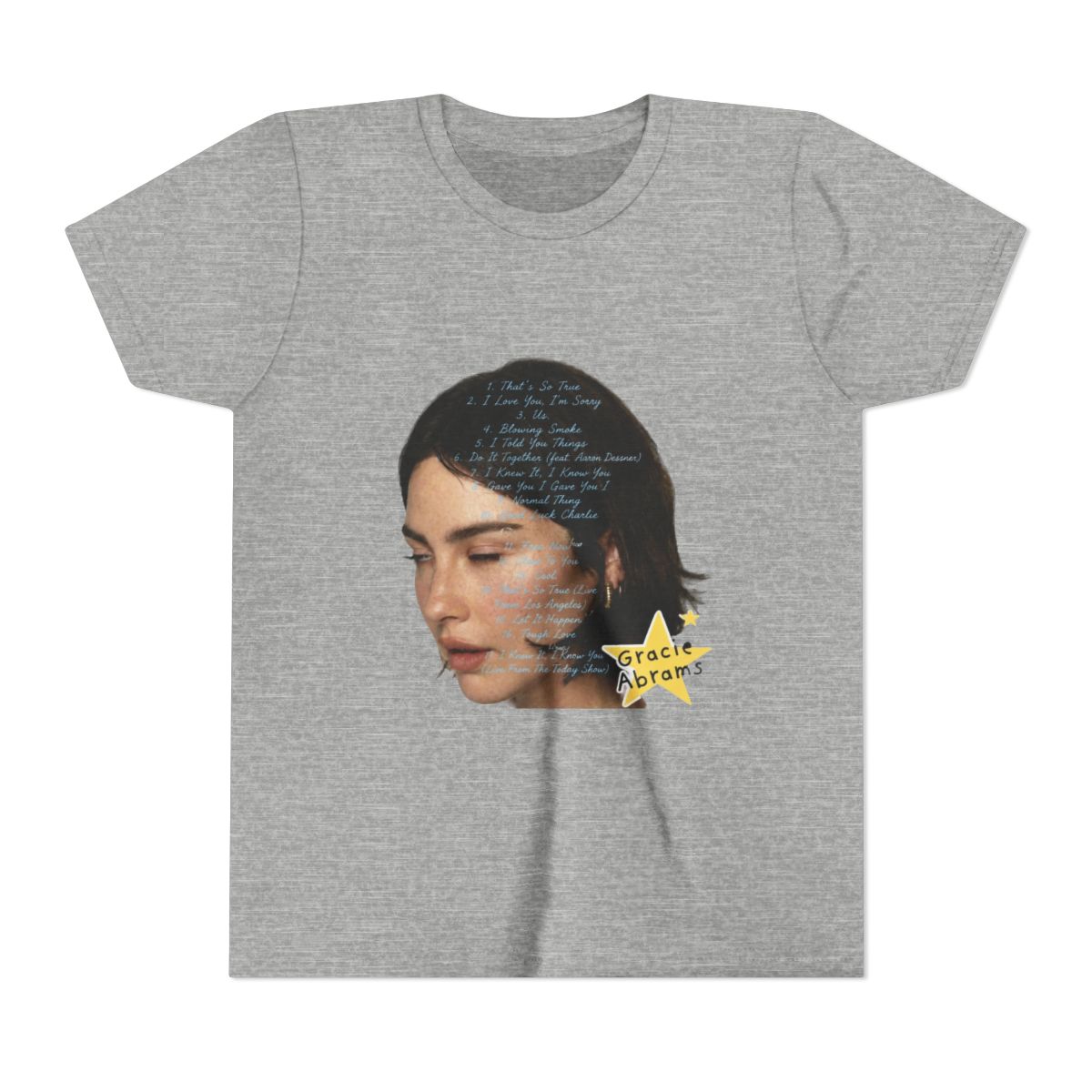 Gracie Abrams Big Face Kids T Shirt - alternate angle 5, merchandise