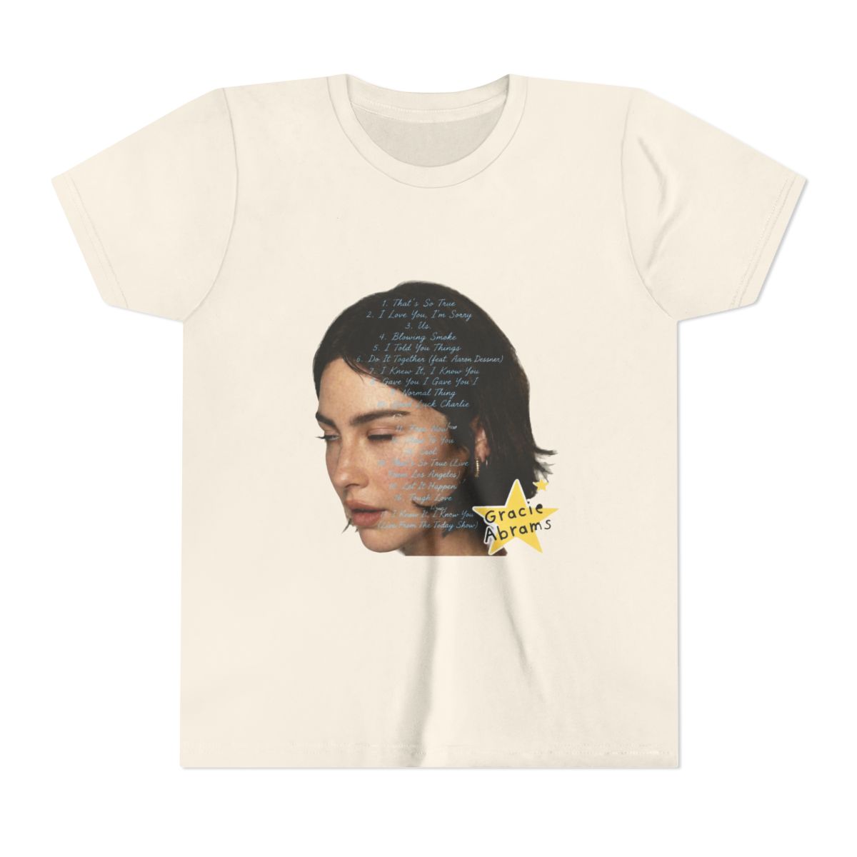 Gracie Abrams Big Face Kids T Shirt - alternate angle 3, merchandise